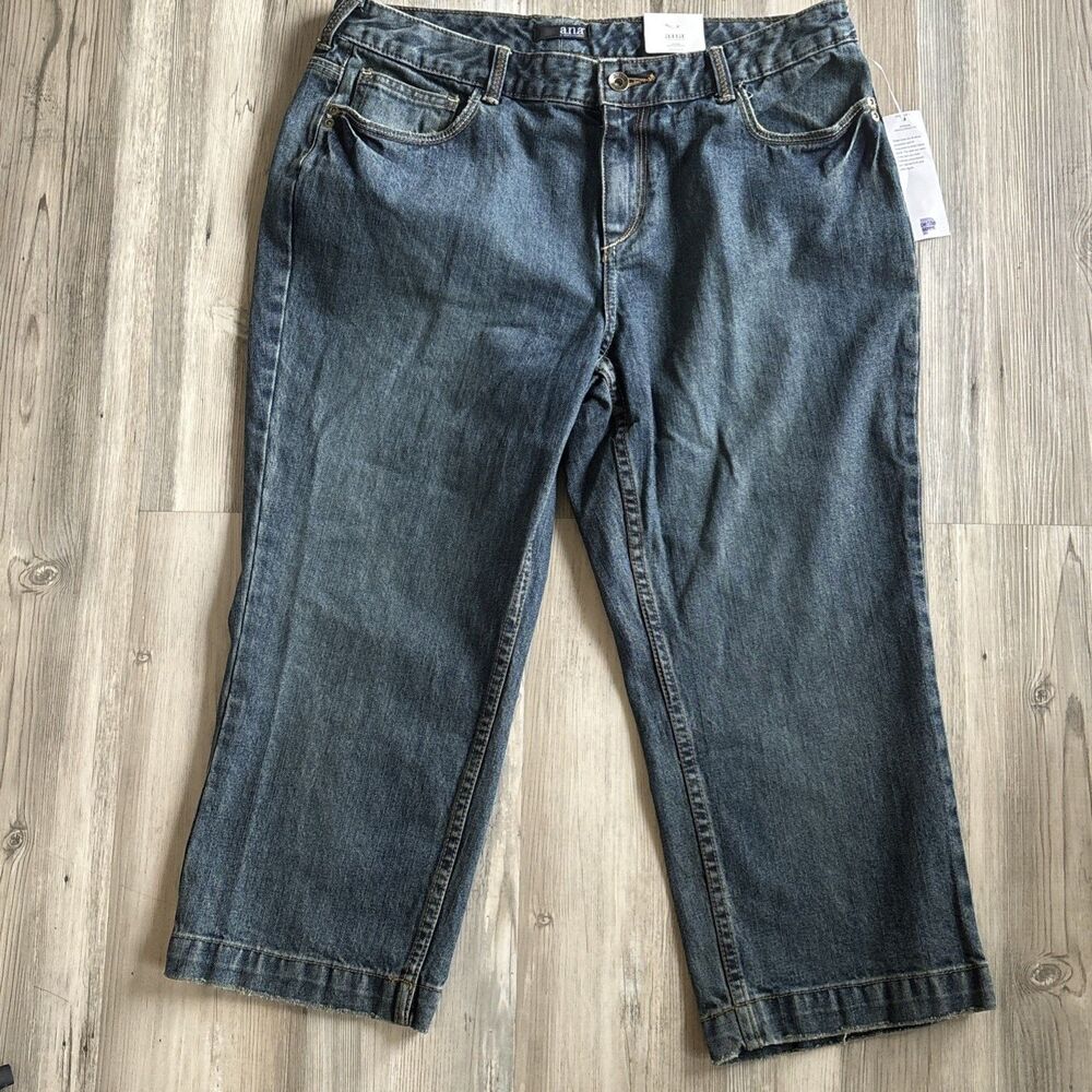NWT - A.N.A -  A New Approach Cropped Vintage Y2K Embroidered Jeans - Size 14P